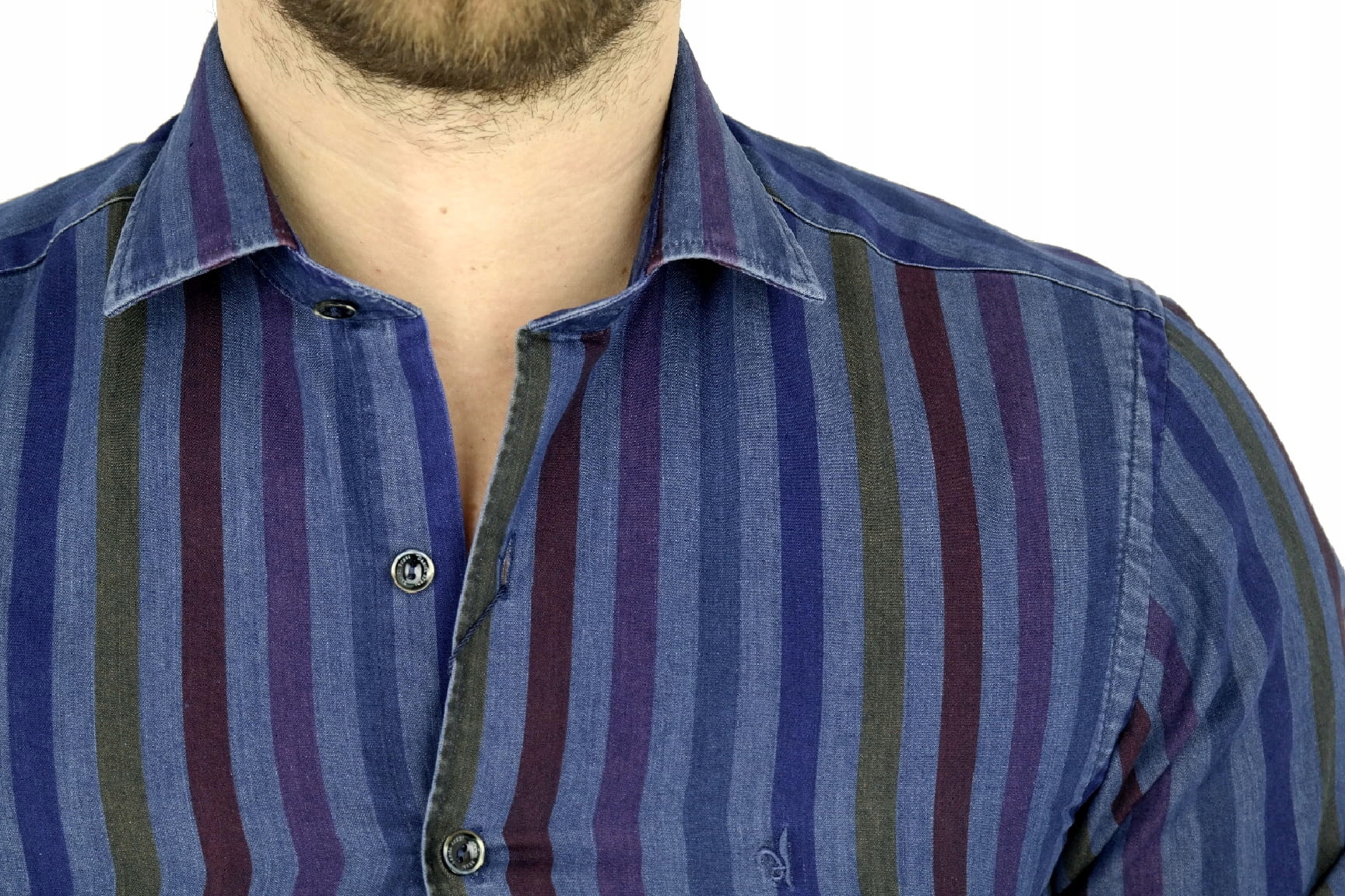 DANIEL BESSI Koszula męska fb531 JEANS L 41/42