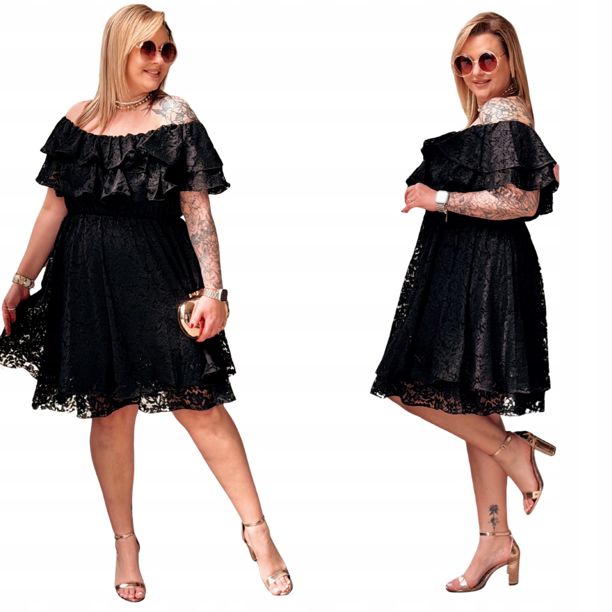 Šaty Velká velikost Plus Size Dámská Cavaricci Španělka Krajka Černá