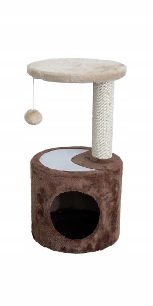 Levně Comfy škrabadlo s budkou a míčem hračkou 57cm sloupek sisal pelíšek plyš