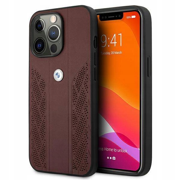Pouzdro Bmw Leather Curve Perforate pro iPhone 13 Pro/13 6,1", červené