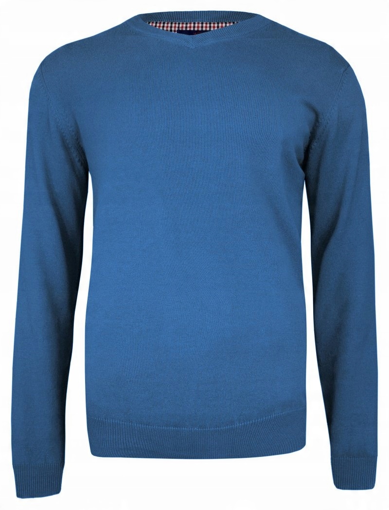 

Niebieski Sweter w serek Adriano Guinari -XXL