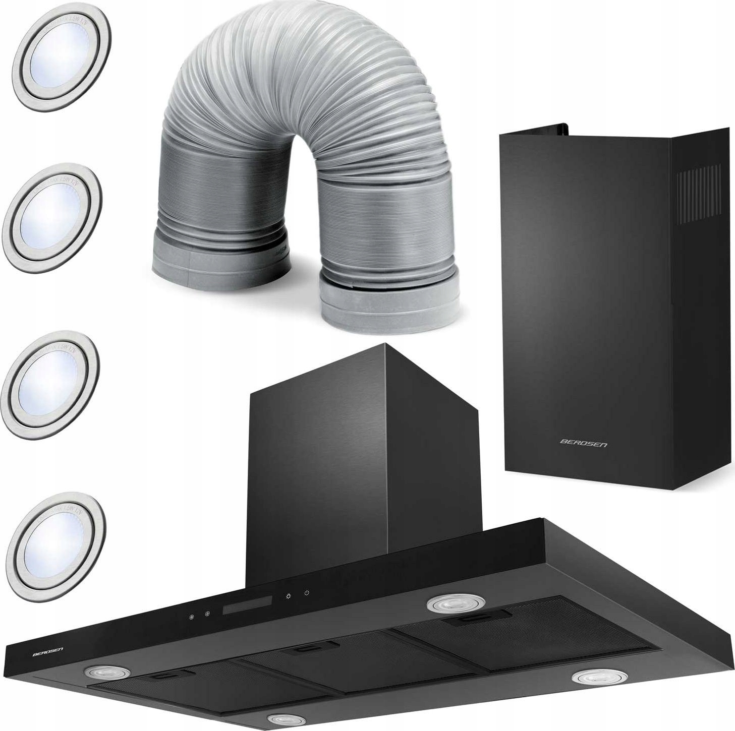 OKAP KUCHENNY WYSPOWY POCHŁANIACZ BERDSEN 90cm 4 światełka dotykowy