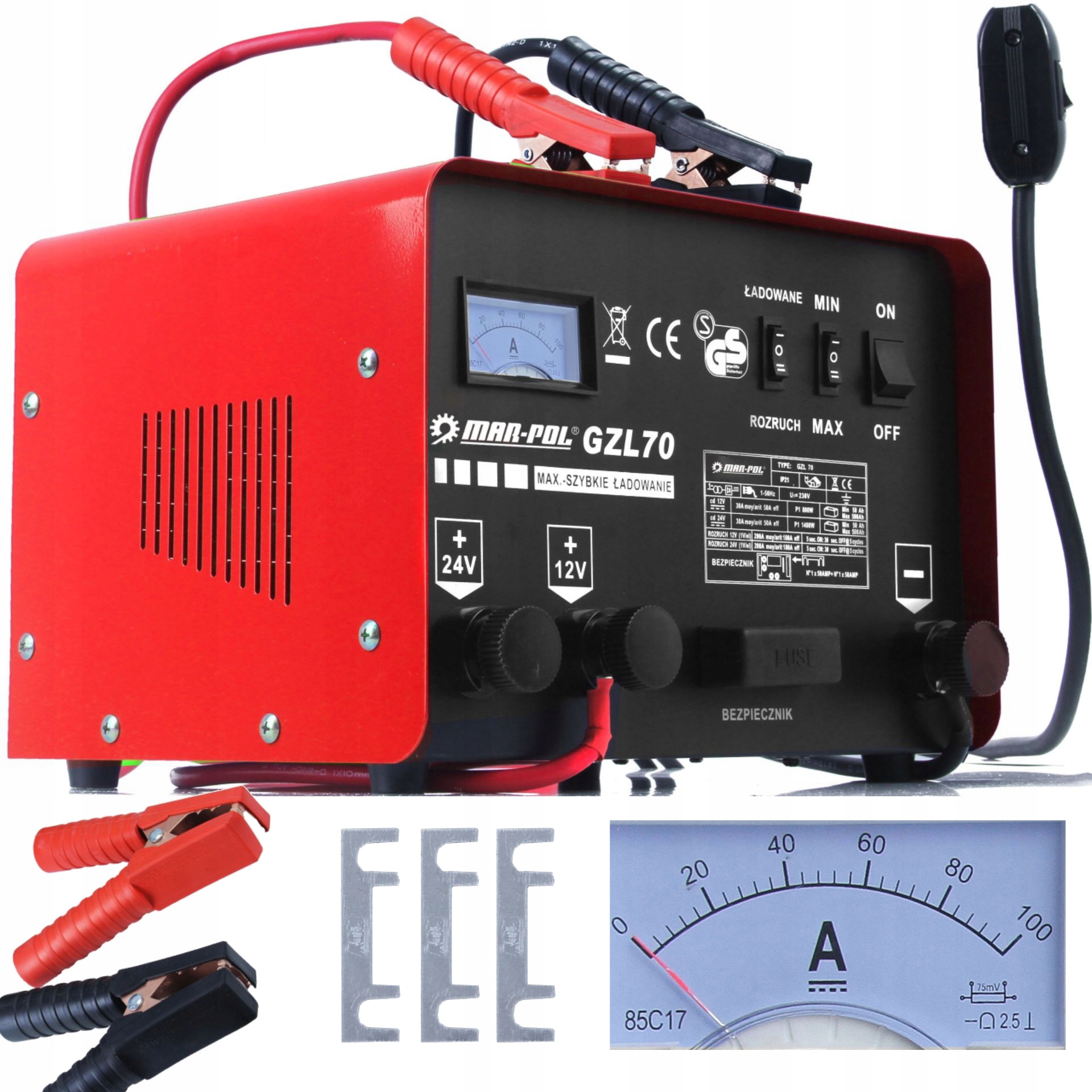 Automobilový Usmerňovač Pre Akumulátory 12V 24V GZL-70 200A S Diaľkovým Ovládačom