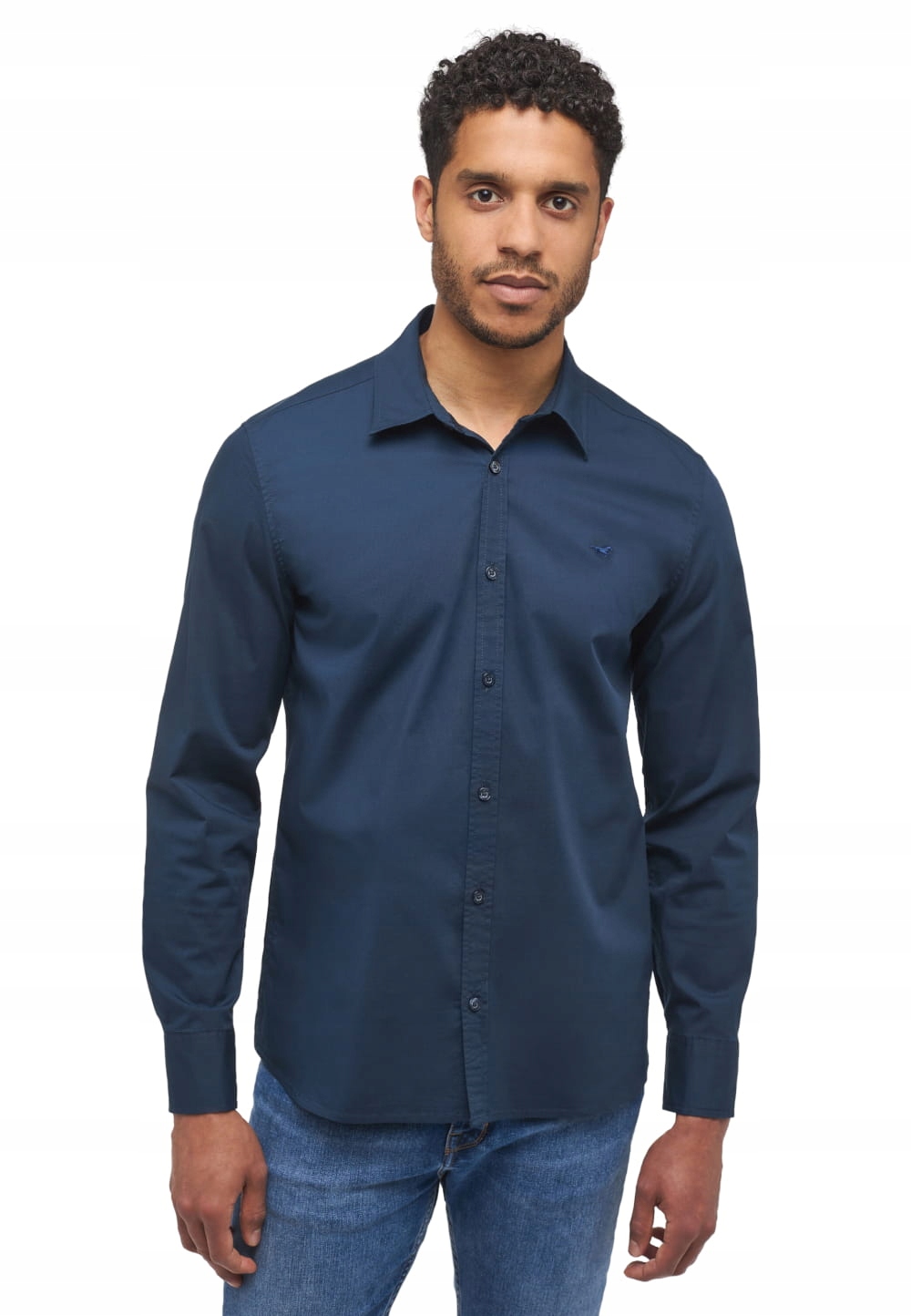 Tmavě Modrá Pánská Slim Fit Košile Elegantní S Bavlněnými Knoflíky Mustang XL