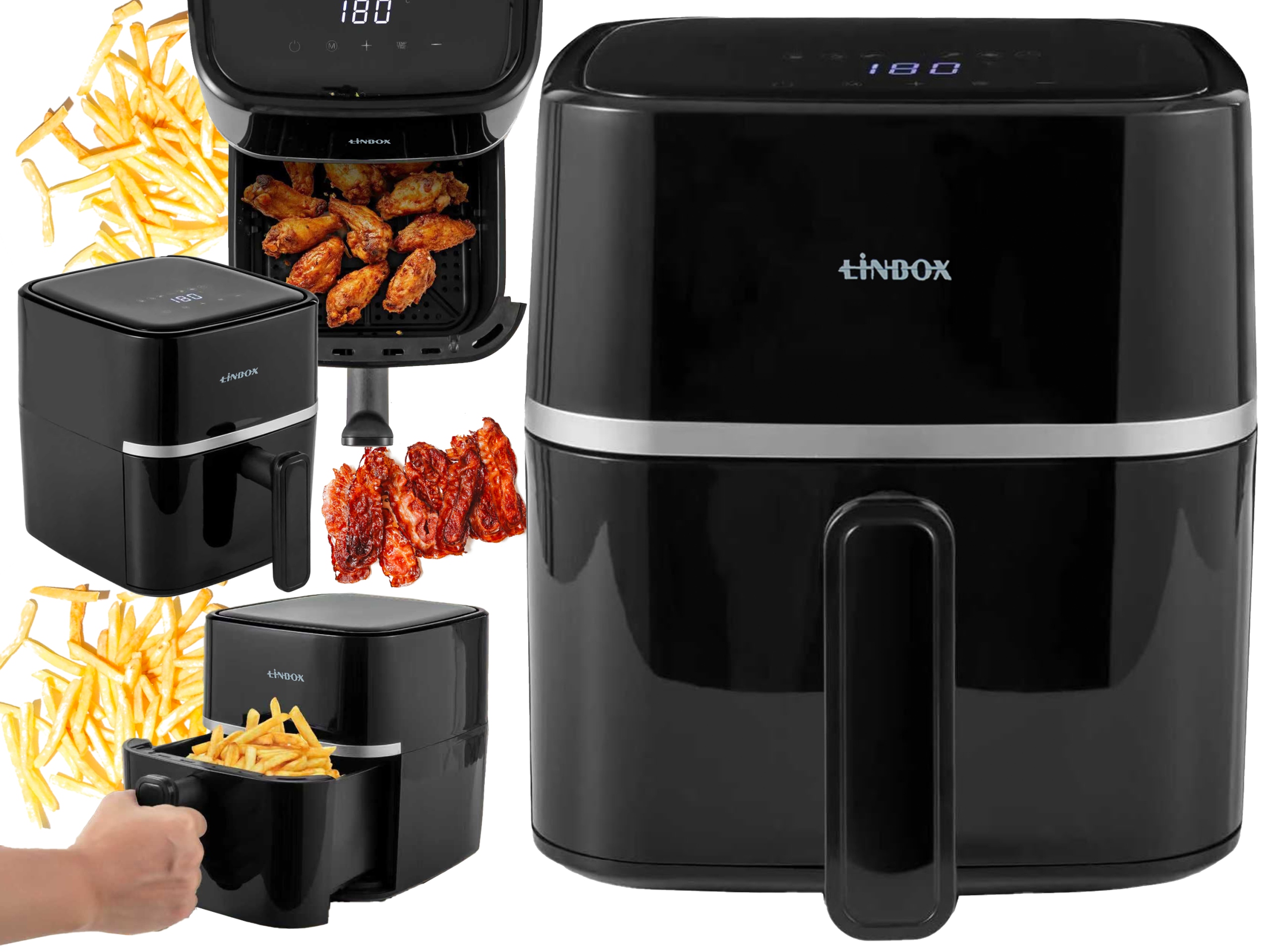 Frytkownica Beztłuszczowa Air Fryer Linbox Czarna 1-2 Osoby 3 Litry