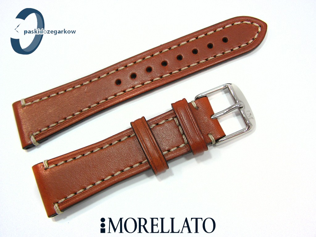 Pásek Morellato Raffaelo 22 mm kožený, hnědý, světlé prošití