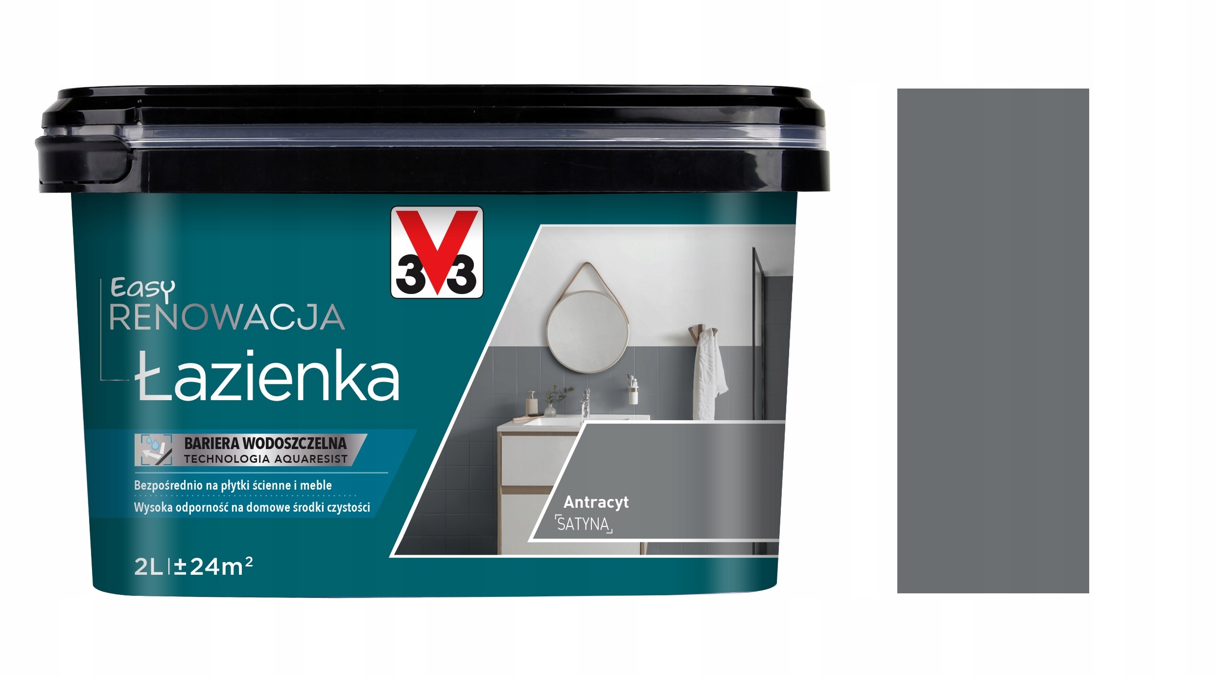 Farba V33 Easy Renowacja Łazienka Antracyt 2L