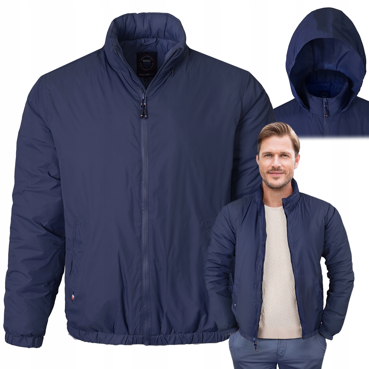 Bomber Pánská přechodová bunda s kapucí Sam Tmavě Modrá 2XL Pako Jeans