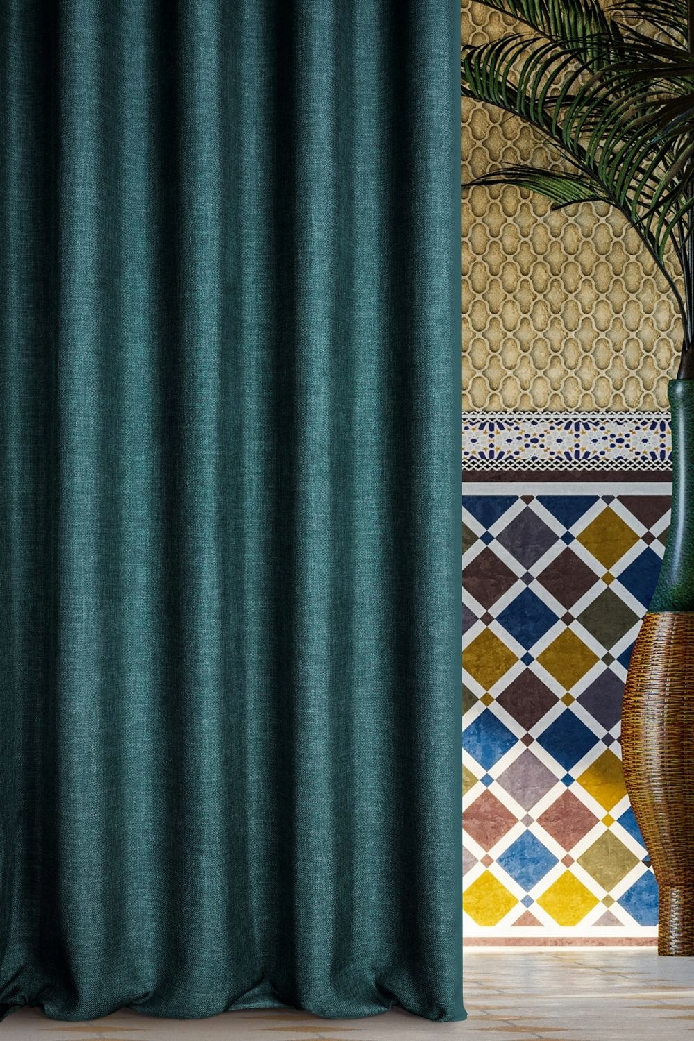 Záves pripravený na priechodkách Morocco 140x250 Eurofirany tmavo tyrkysová