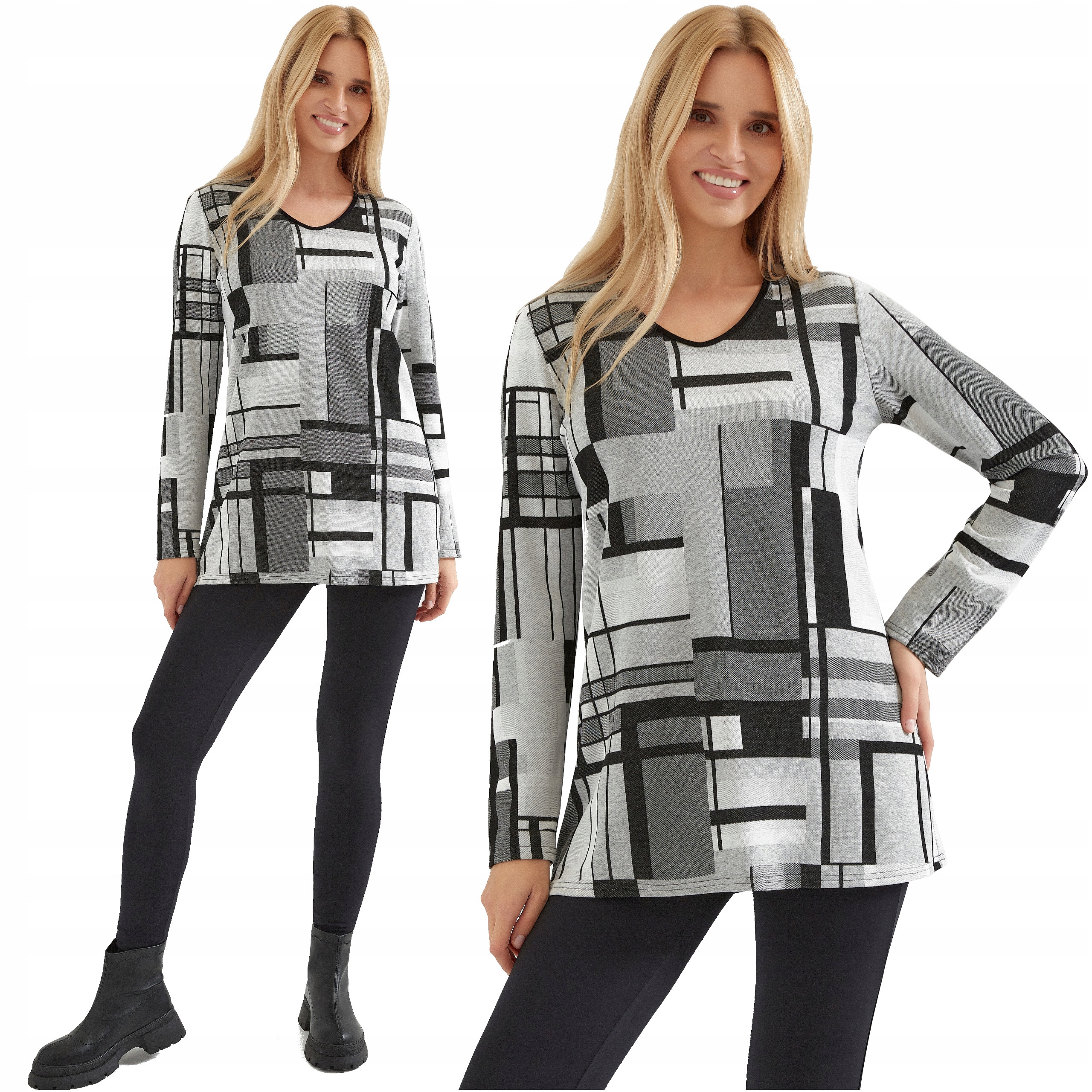 Dámská tunika velké velikosti, silnější Pletenina plus size, Polský Výrobce