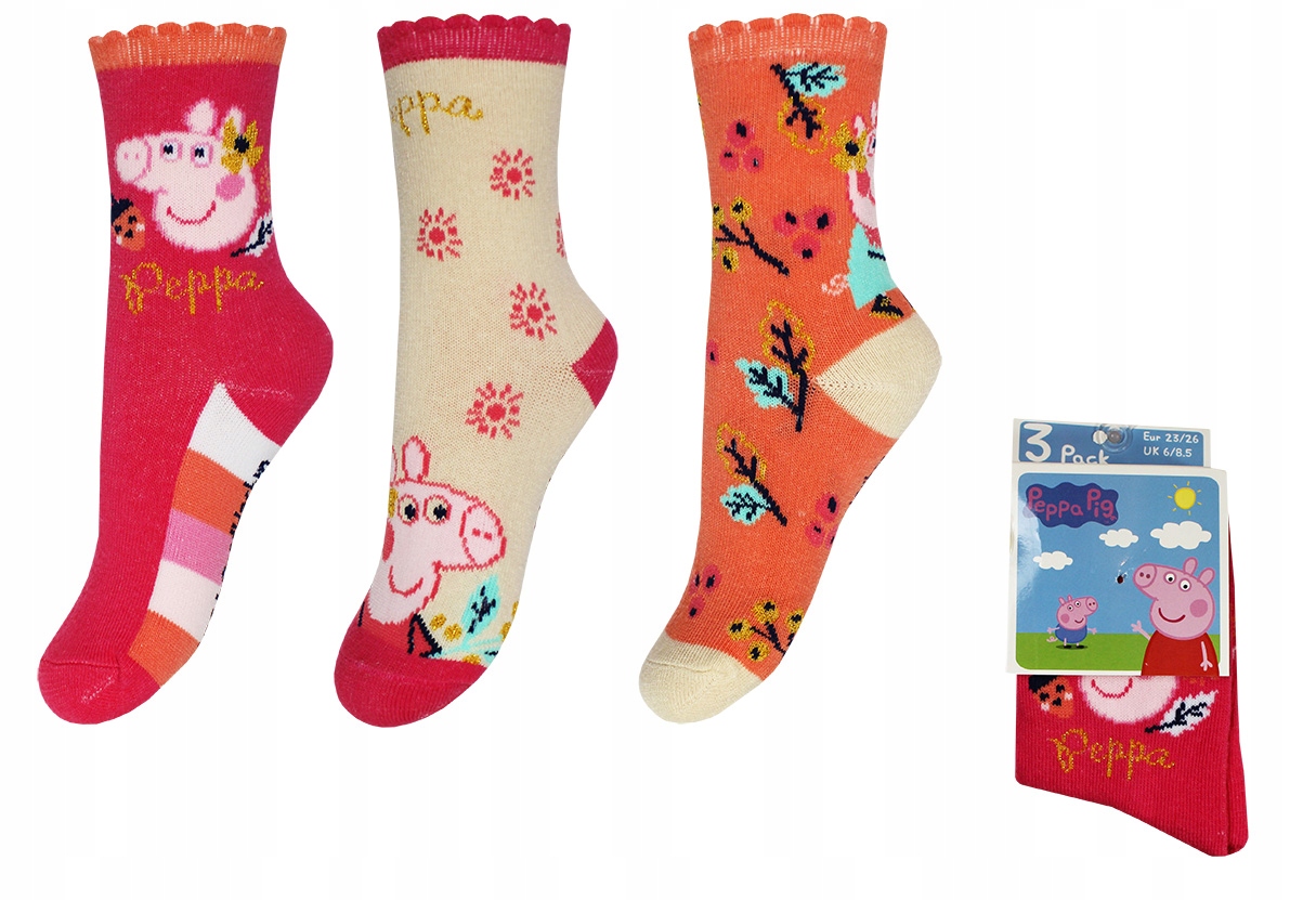 

Świnka Peppa Pepa Skarpetki Dziecięce 3-PAK 23/26