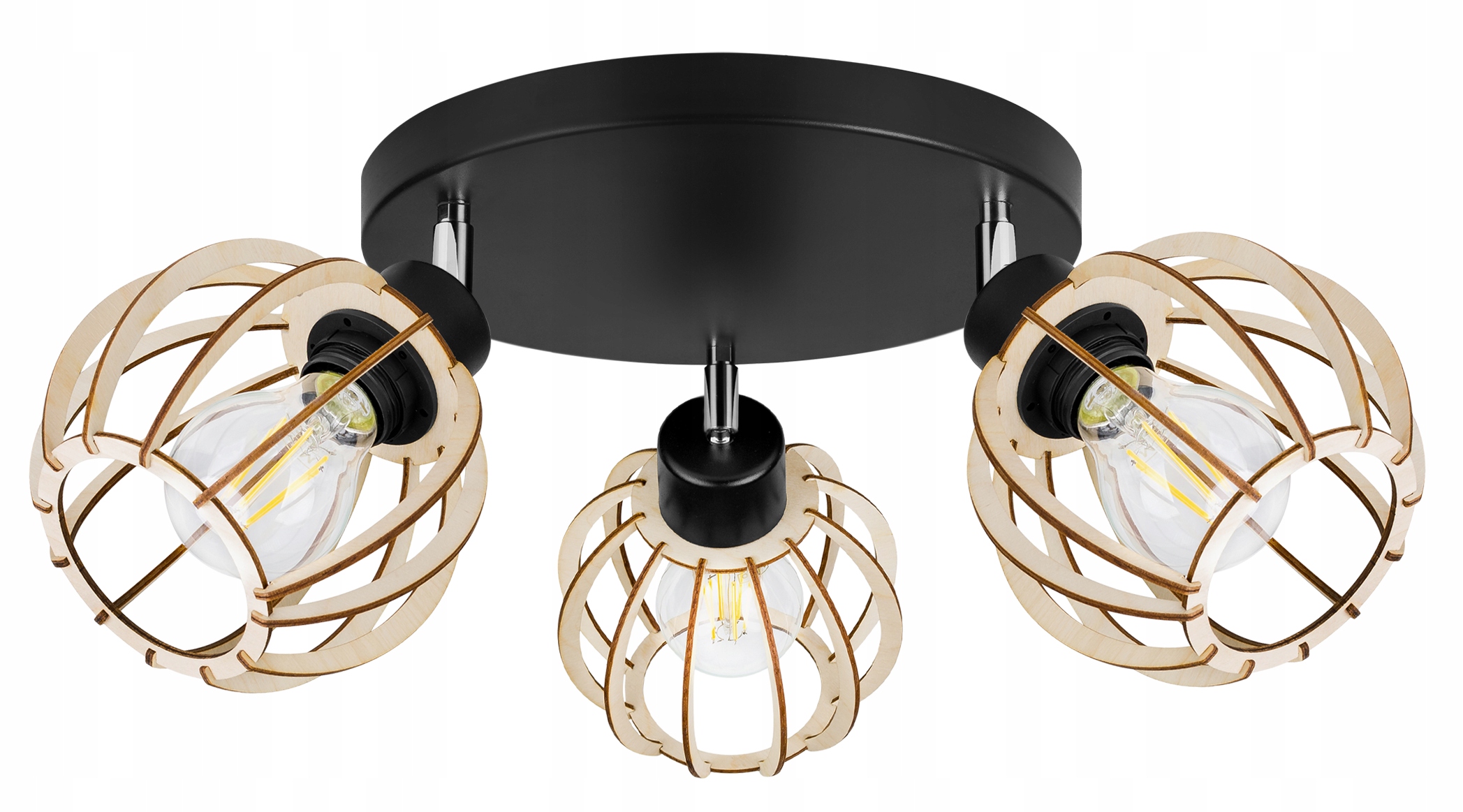 Závěsné Stropní Svítidlo Trojitý Lustr Dřevo Moderní Boho Led