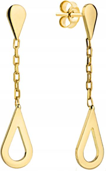 Zlaté náušnice 585 slzy na řetízku s kolíkem, šroubky jako dárek