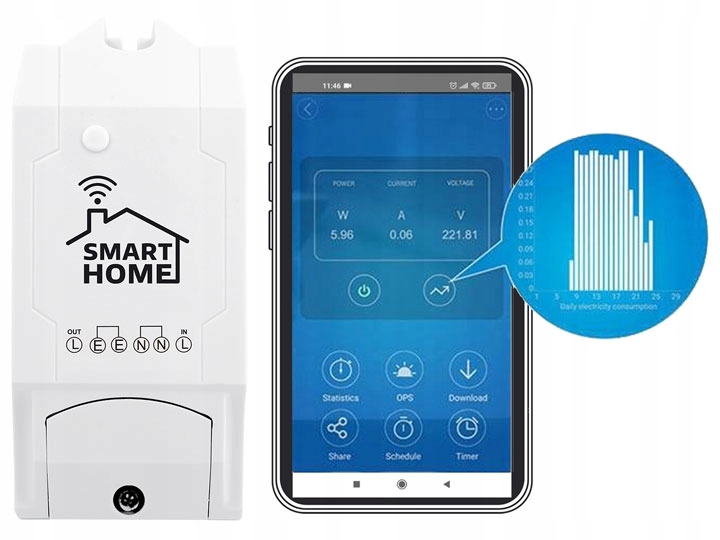 

Sterownik WiFi eWelink z Licznikiem Energii 230V