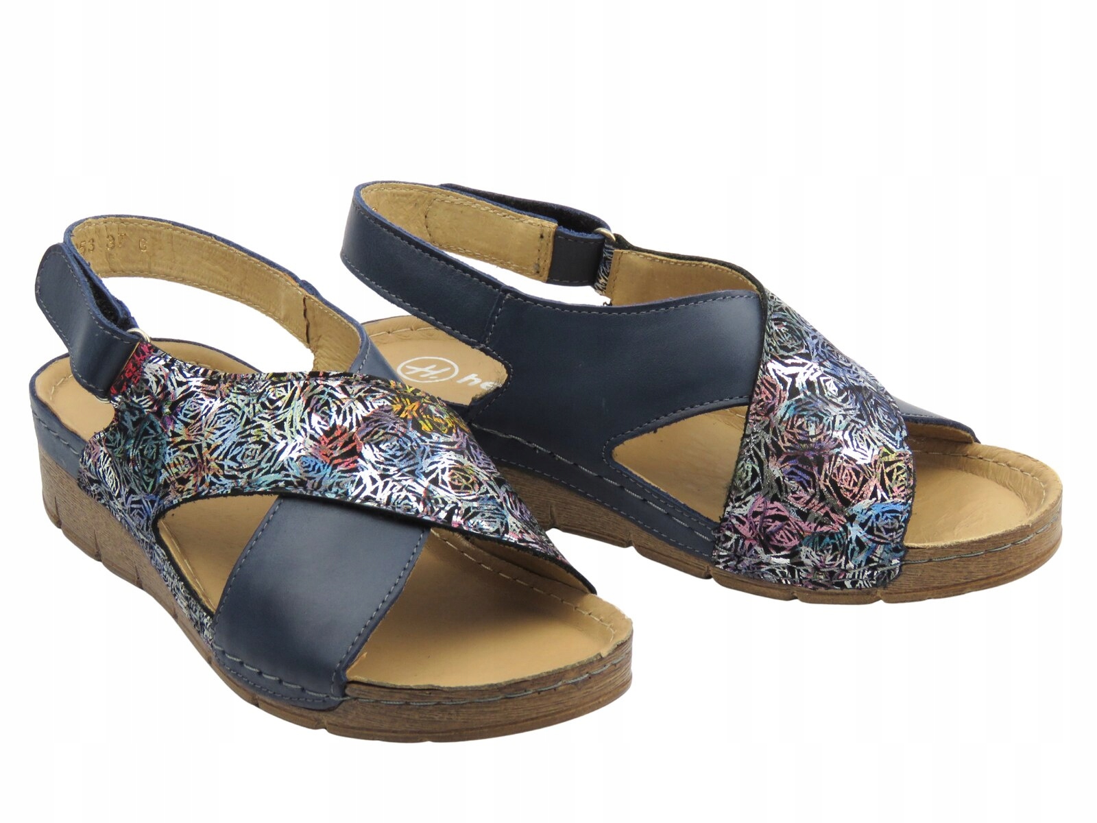 Dámské Sandály Helios 253 Pohodlné Sandálky Kůže Námořnická Modrá