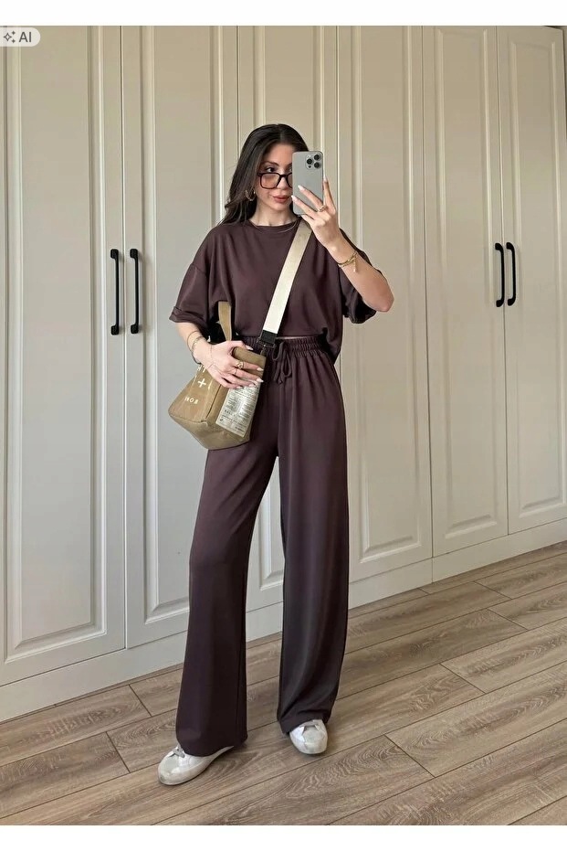Hnědý Komplet Z Měkkého Úpletu Oversize S 5IA