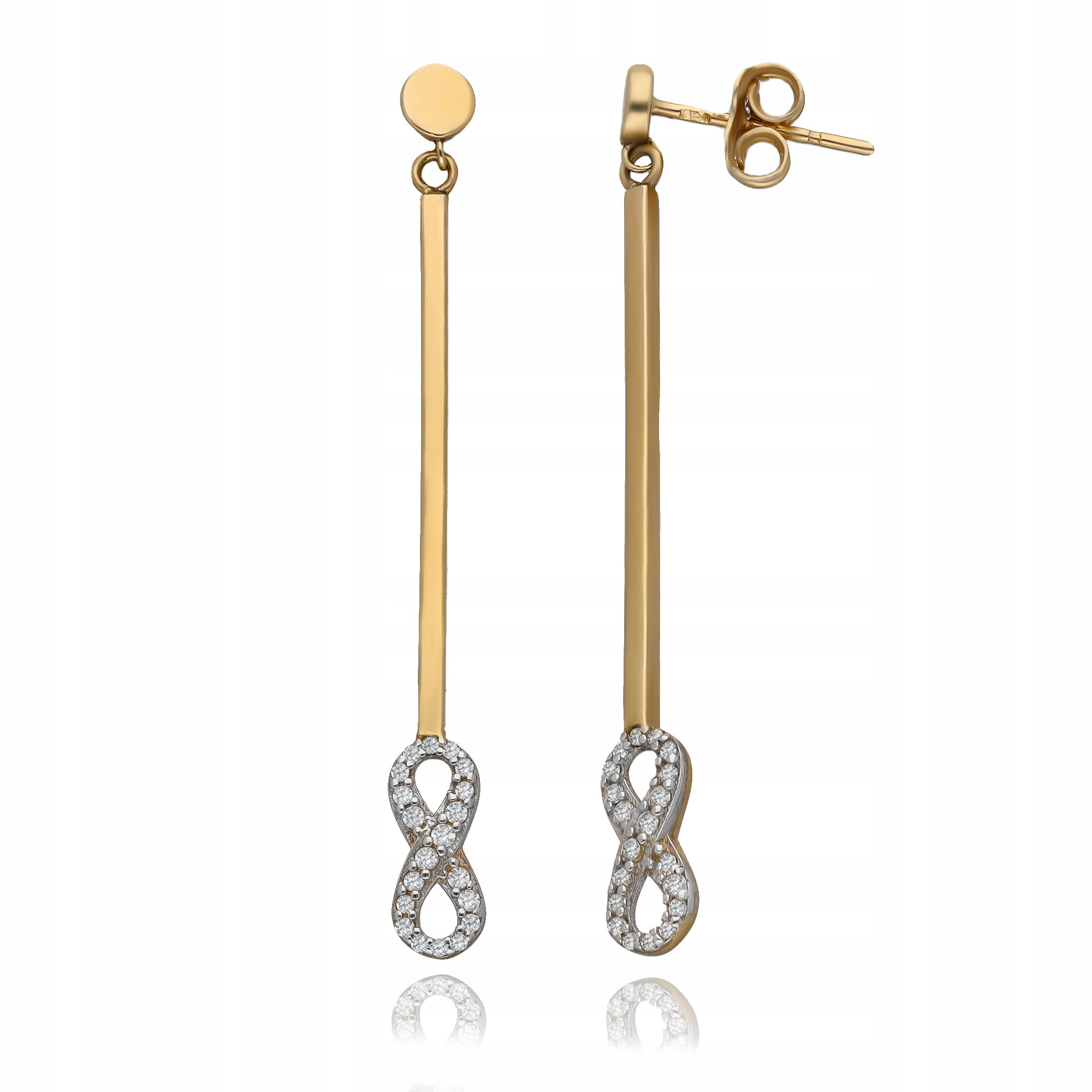 Zlaté Náušnice Náušnice S Nekonečným Křídlem Se Zirkony Svatba Au pr.585