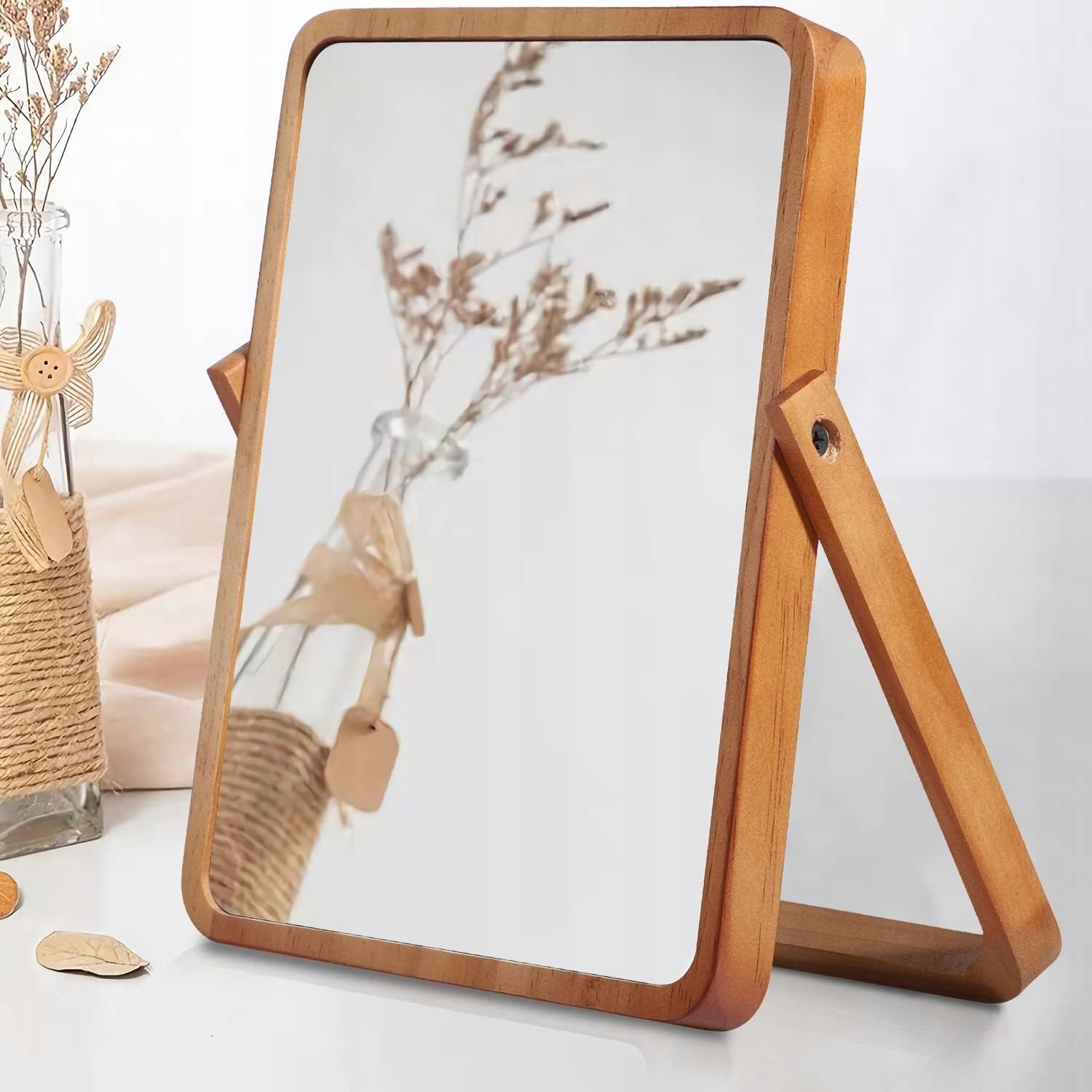 LUSTERKO KOSMETYCZNE WISZĄCE DREWNIANE DO TOALETKI Marka inna marka