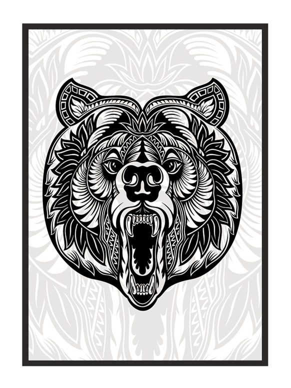 

Obraz Plakat W Ramie 73x53 cm Miś Tribal P590