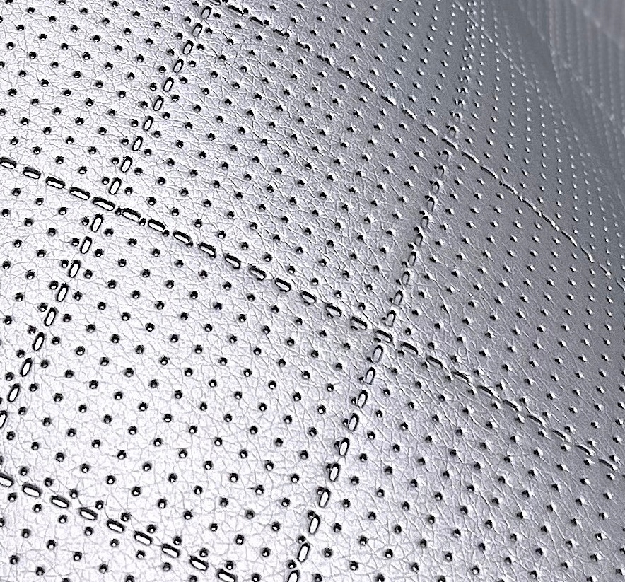 Srebrna GTS 5x5 Perforowana Ekoskóra SOFT Tapicerka samochodowa do aut