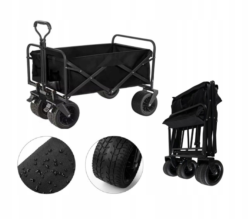 Wózek Ogrodowy Turystyczny Plażowy Transportowy Rozkładany Szerokie Koła