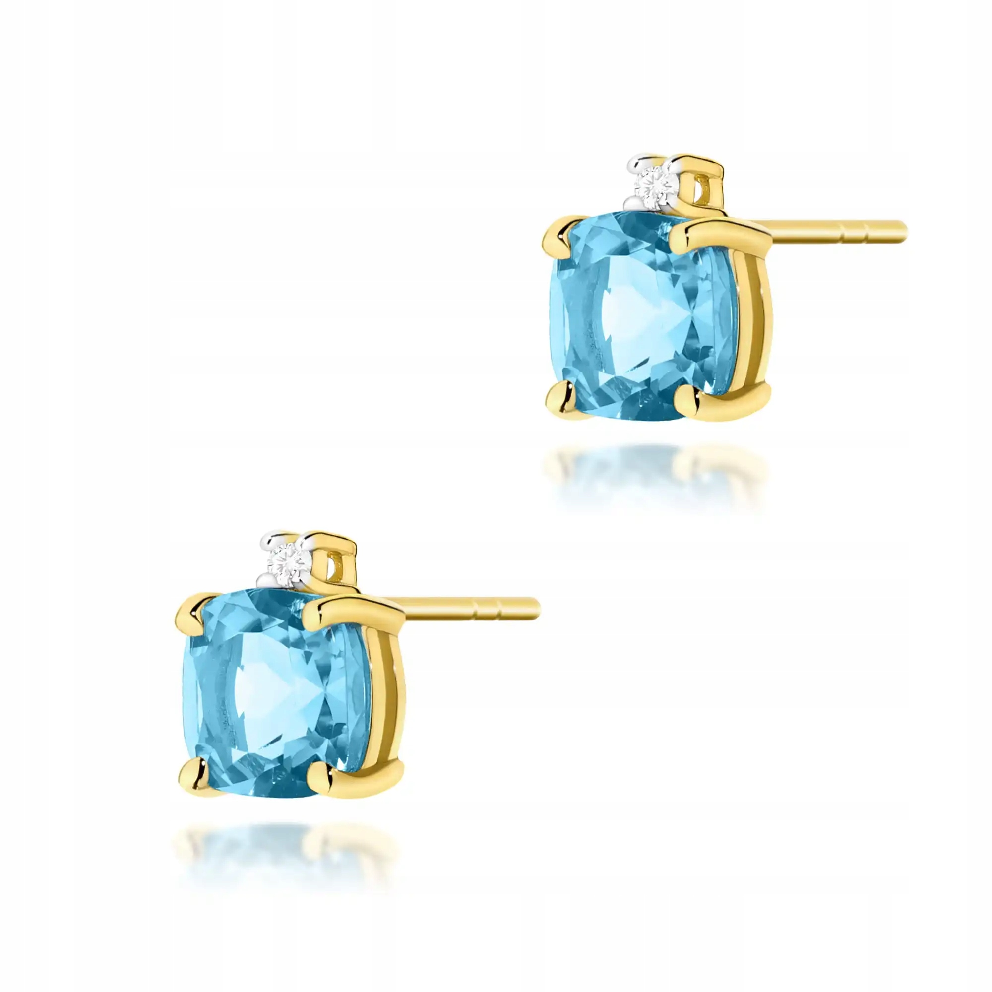 Náušnice zlaté dámské 585 topaz Swiss 1,10ct moderní lesklé 14k