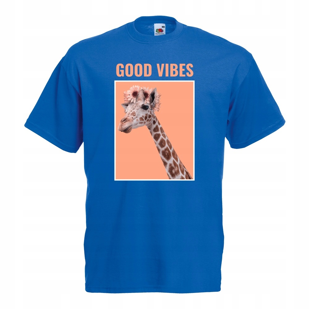 

Koszulka good vibes żyrafa kwiaty S niebieska
