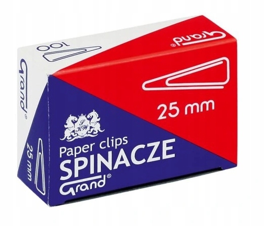

Spinacze biurowe trójkątne 25mm, 100 sztuk