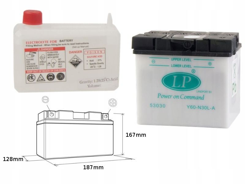 Landport Batéria Y60-N30L-A (MD L60-N30L-A) 12V 30AH 187X130X170 (G60N30