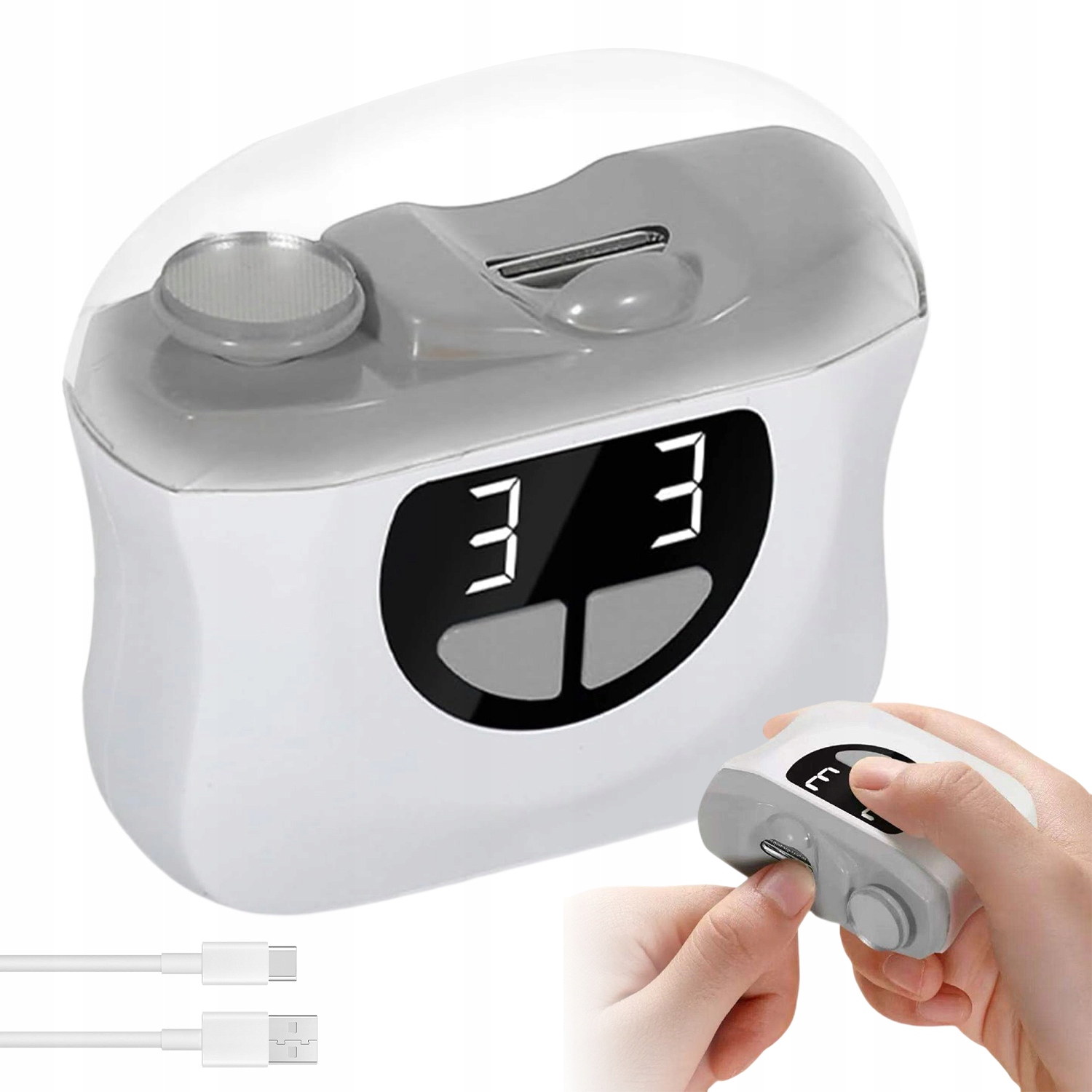 Automatický Elektrický Zastřihovač Nehtů S Led Lampou, 3 Rychlosti, Tichý