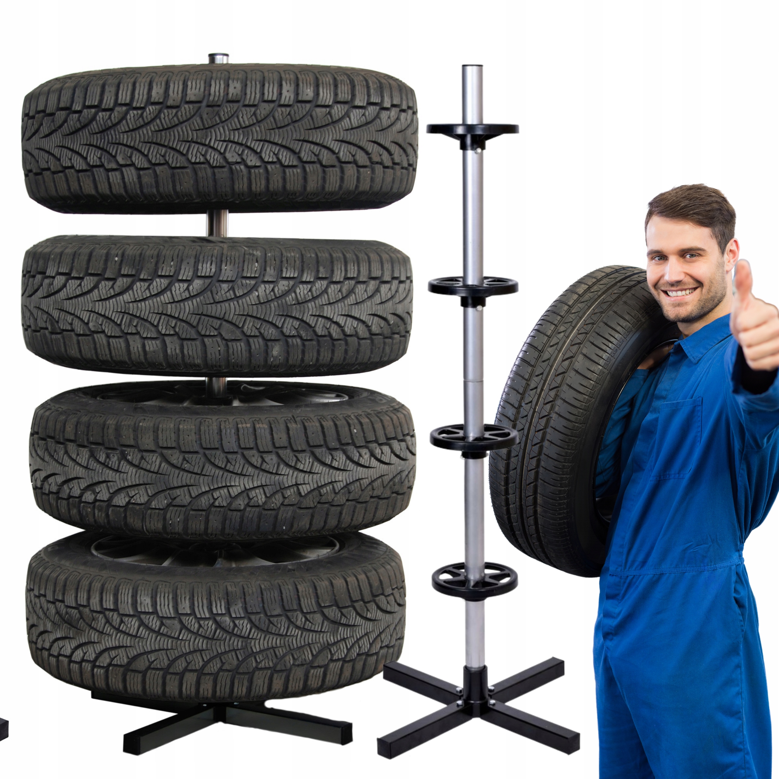 STOJAK WIESZAK NA 4 OPONY KOŁA FELGI REGAŁ GARAŻU