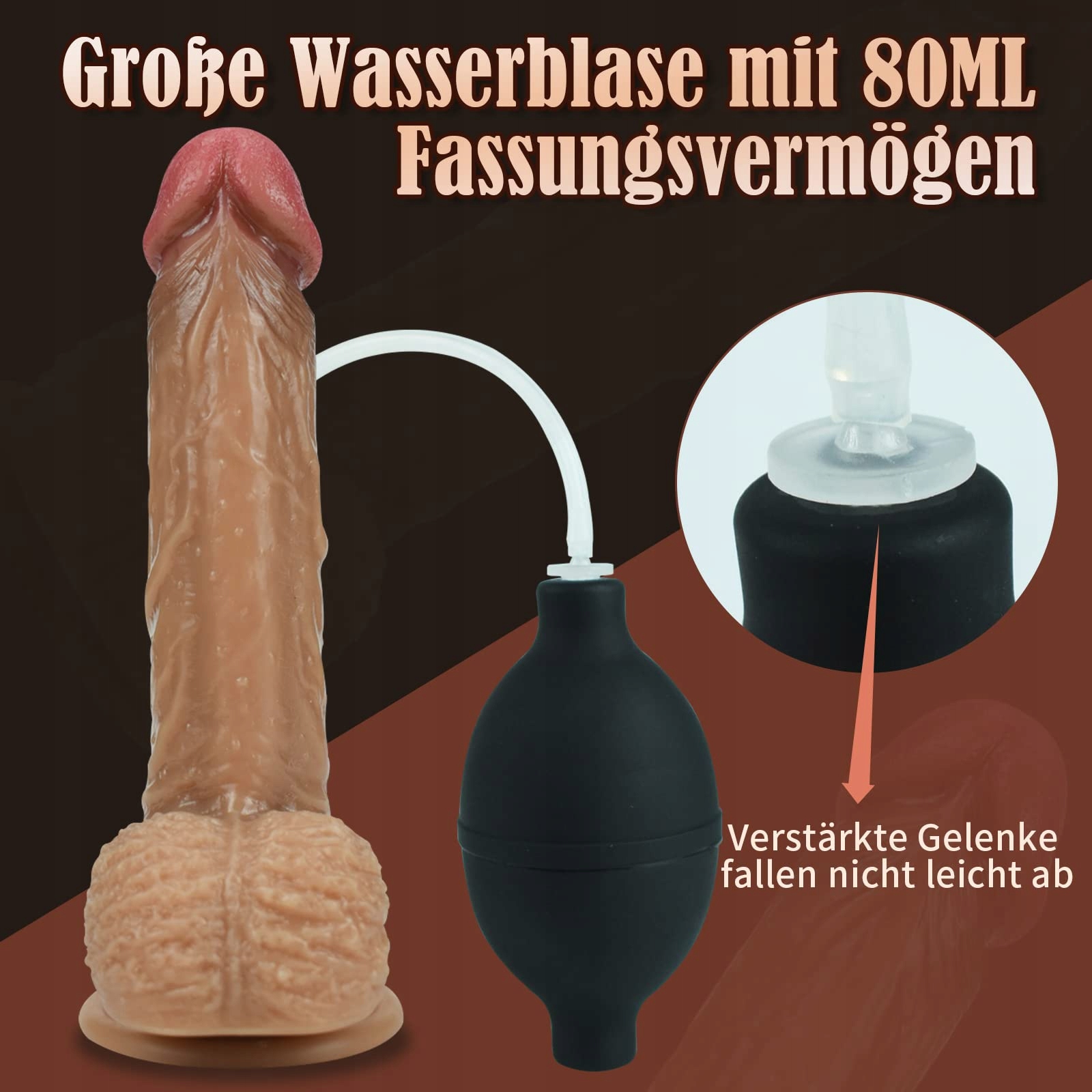 REALISTISCHER Dildo Z Funkcją Ejakulacji Przyssawka Miękki 22cm Dla Kobiet — miniatura 4