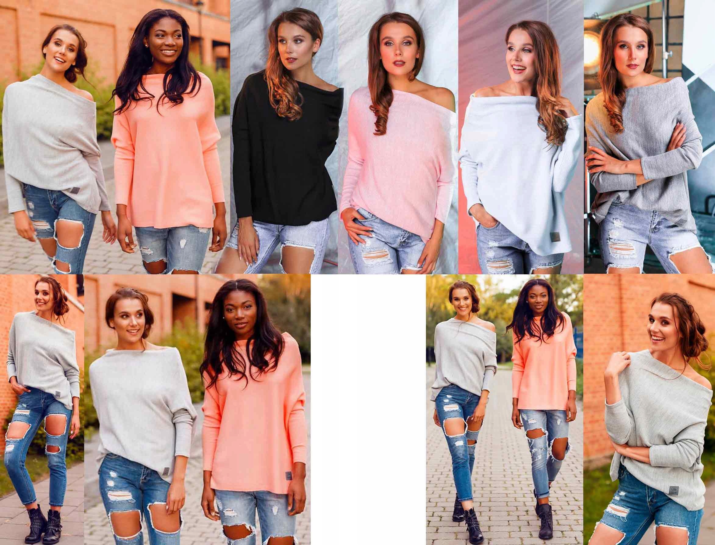 

Sweterek Oversize Tunika Sweter Wool Odkryte Ramię