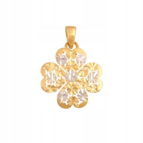 Zlatý Přívěsek 585 diamantová dvoubarevná čtyřlístek dárek pro ni