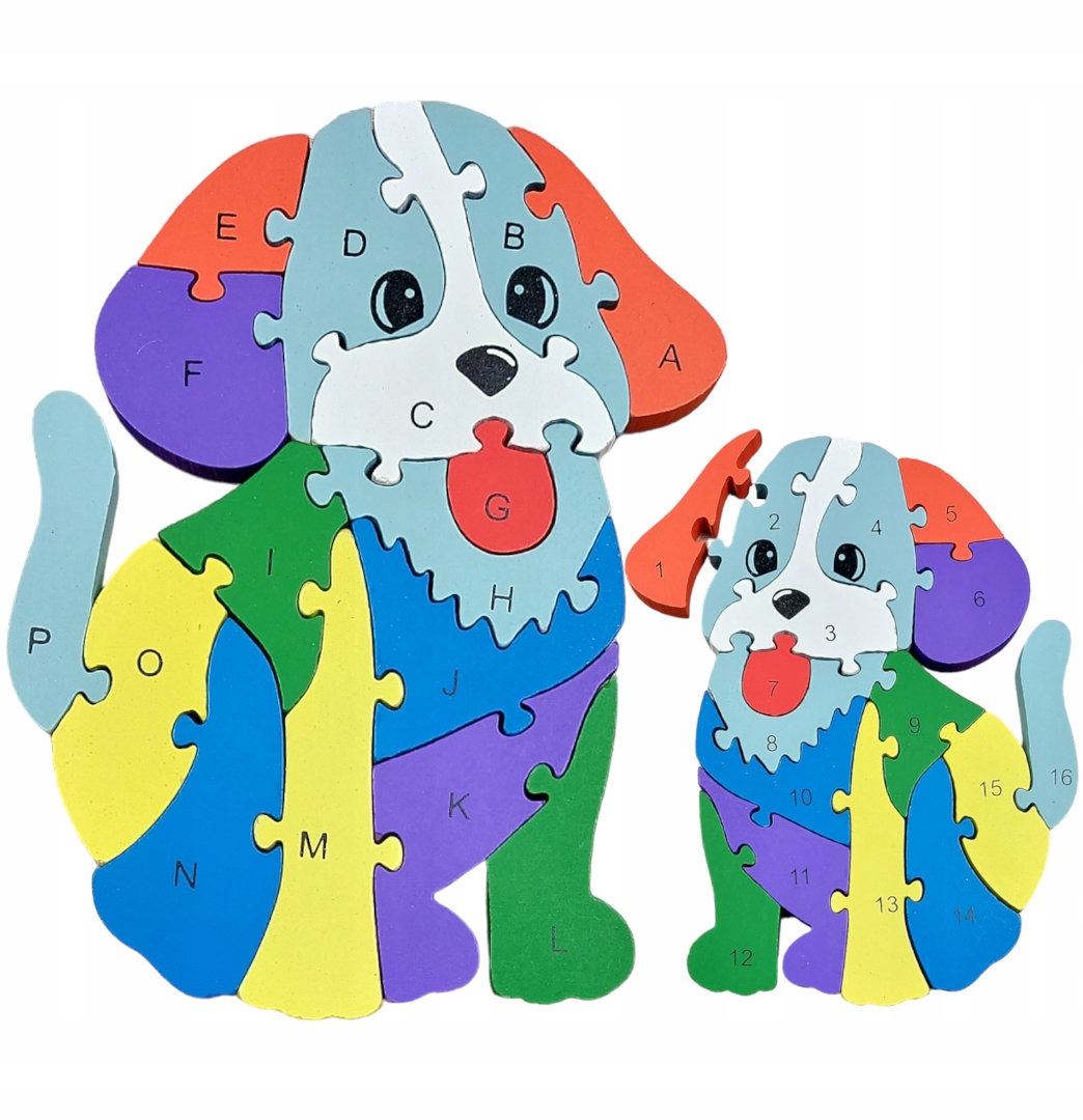 EDUKACYJNE PUZZLE DREWNIANE LITERKI I CYFERKI