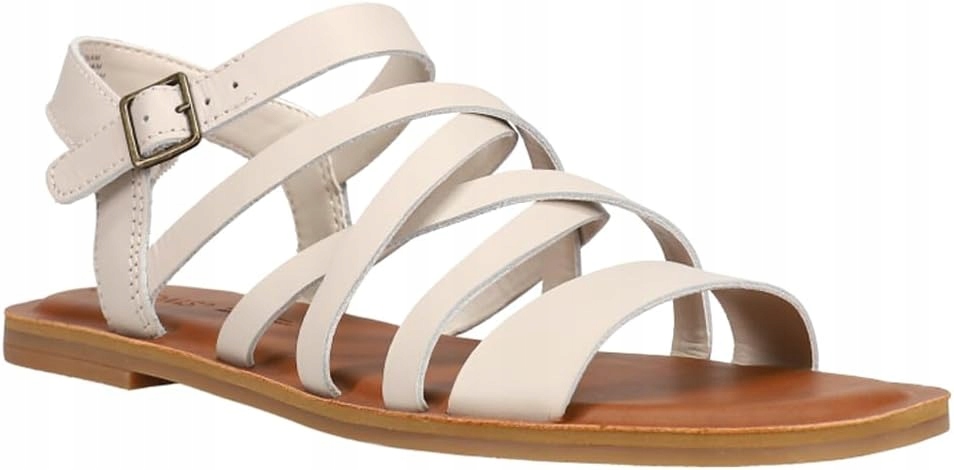 Toms Béžové Klasické Kožené Sandály S Přezkou 36 J6A