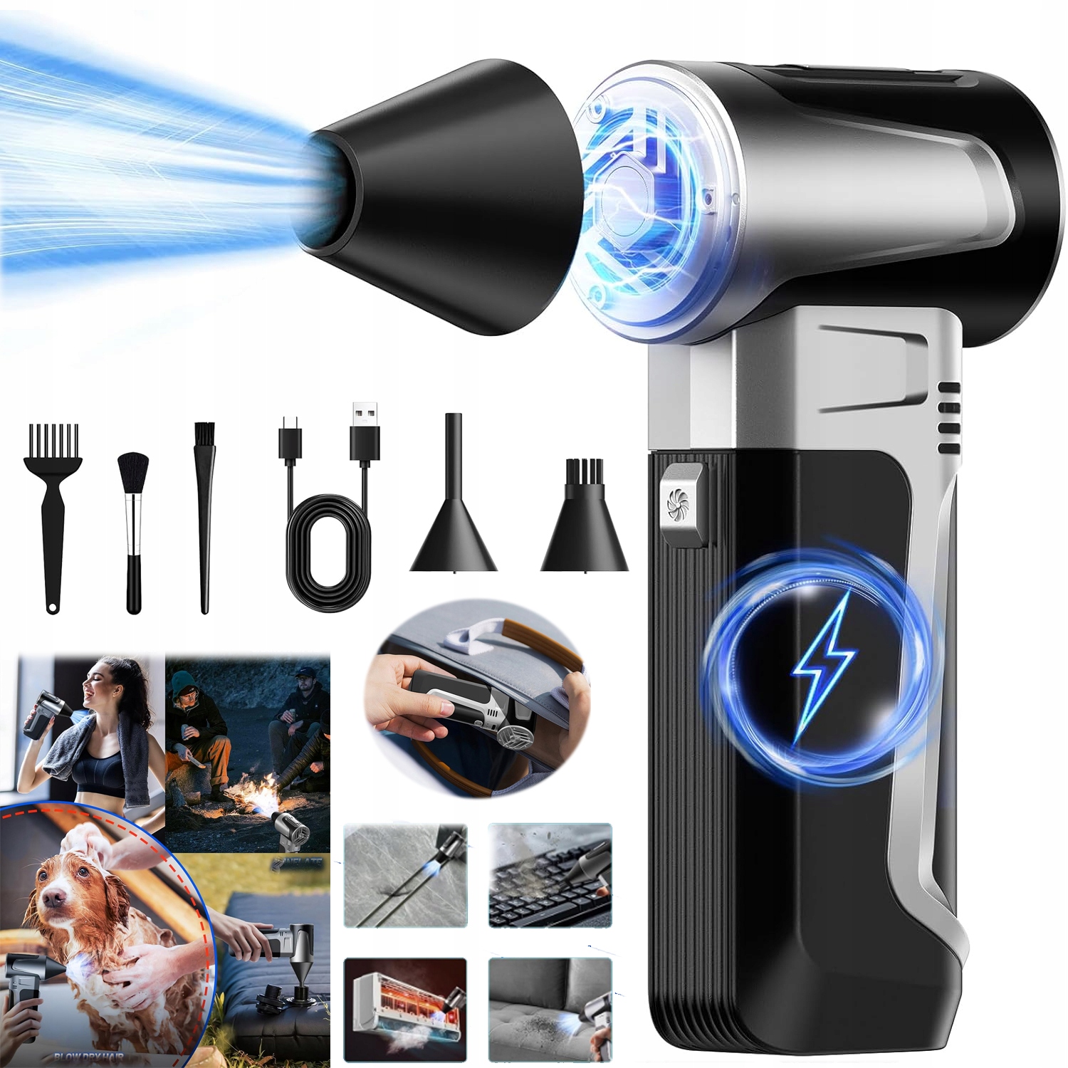 Dmuchuś Mini Dmuchawa Duster Turbo Odkurzacz Samochodowy Ręczny 160000RPM