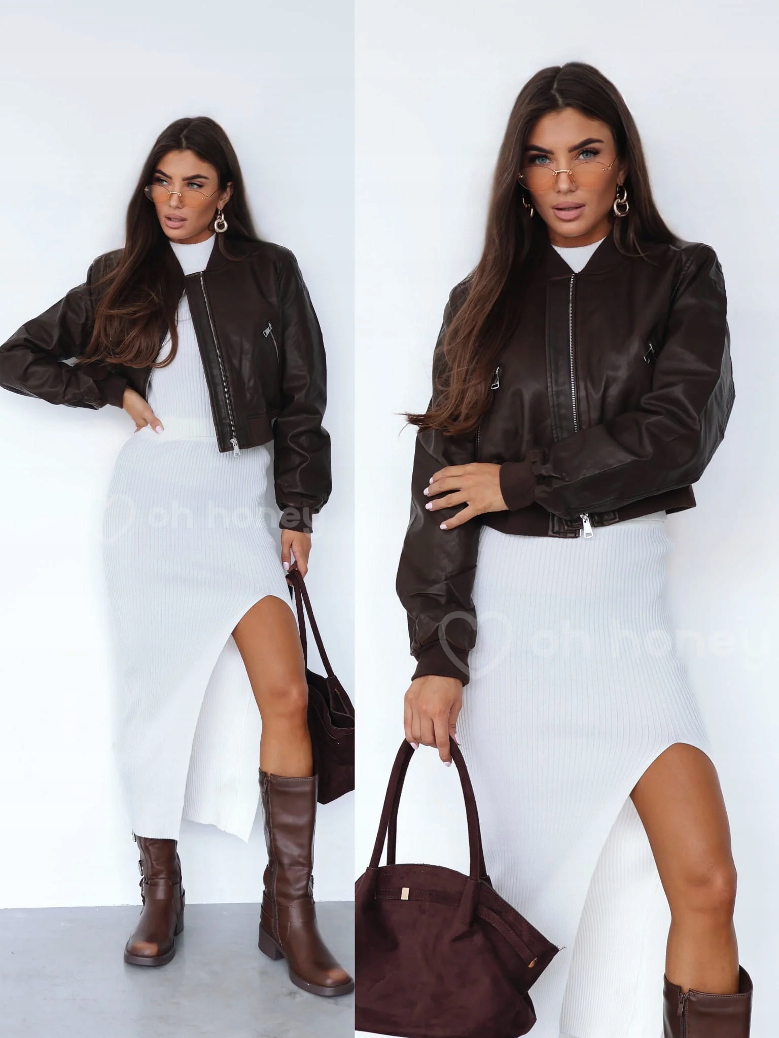 Bomber bunda z eko-kůže, čokoládová Dante, univerzální