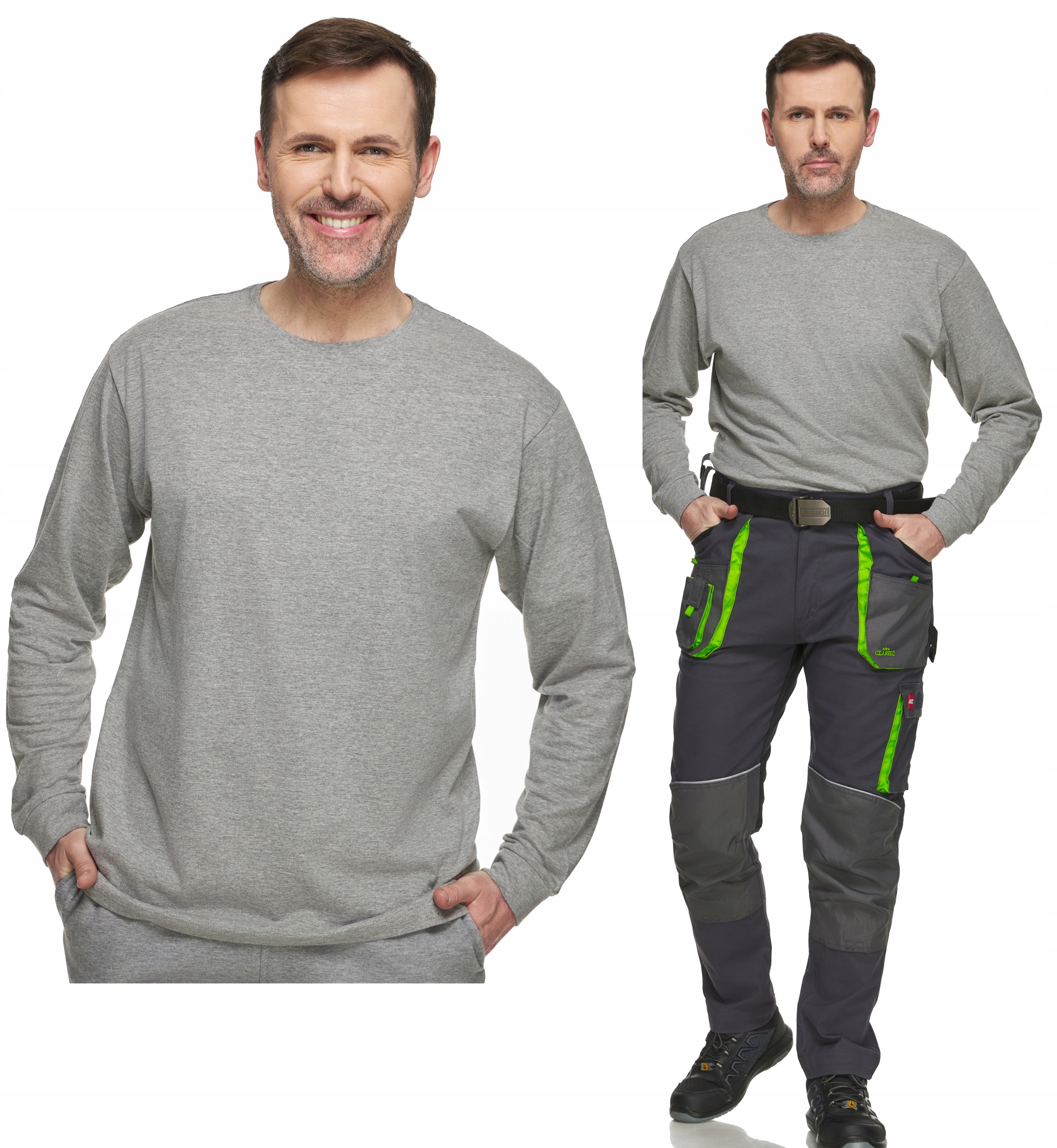 Bawełniana Koszulka z długim rękawem JHK męska siwa szara GM 170 r. L