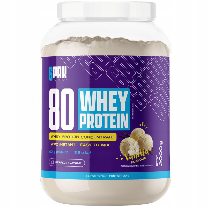 6PAK Nutrition 80 Whey Protein 2000g Wpc Syrovátkový Protein Aminokyseliny