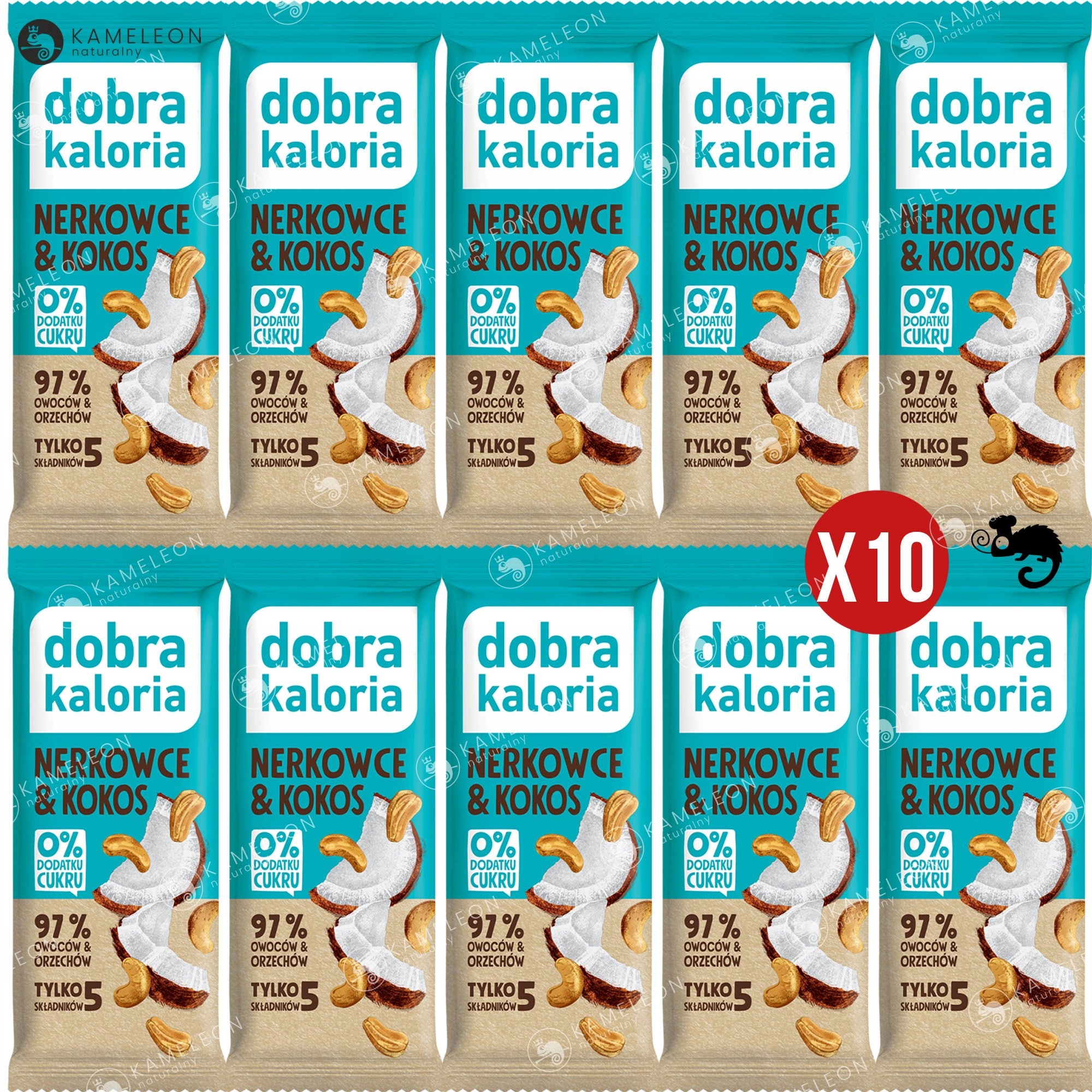 BATON WEGAŃSKI NERKOWCE & KOKOS bez cukru DOBRA KALORIA 35G x10 0,35KG