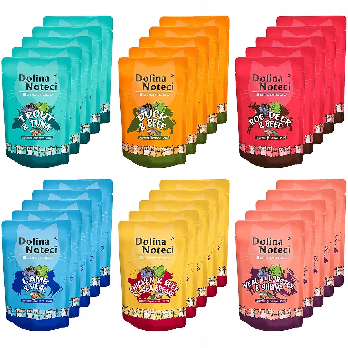 Levně Dolina Noteci Superfood Mokré krmivo pro kočky mix chutí sada 30 x 85 g