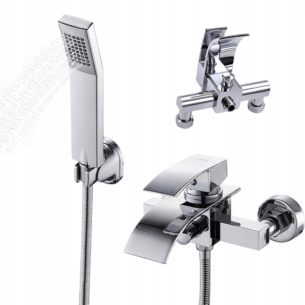 Set Vanová Baterie Se Sprchou Sprchová Hlavice Hadice, Úchyt Stříbrný Chrom