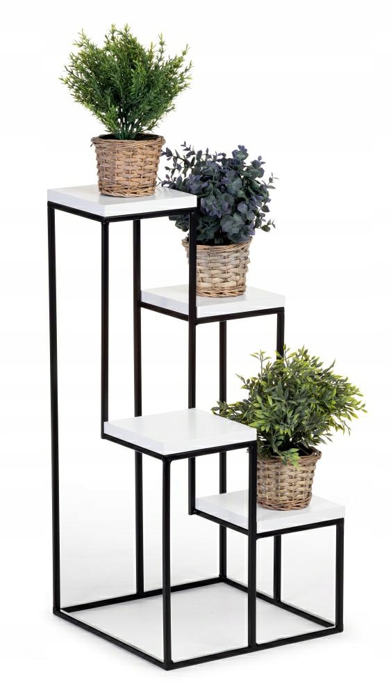 Stojan na kvety Kaskada 70 cm čiernobiely Loft na terasu a balkón do obývačky