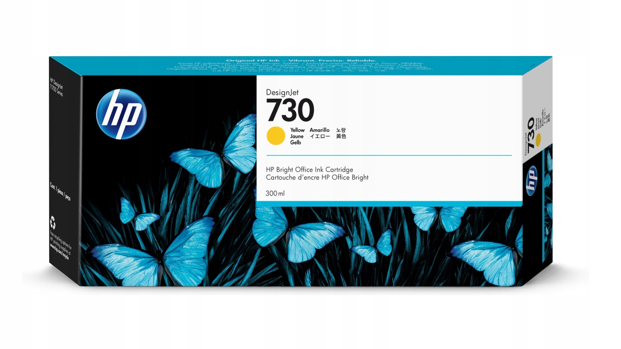 Atramentová náplň Hp 730 Yellow P2V70A 300 ml Hp T1600 T1700 T2600 2023 2024r.