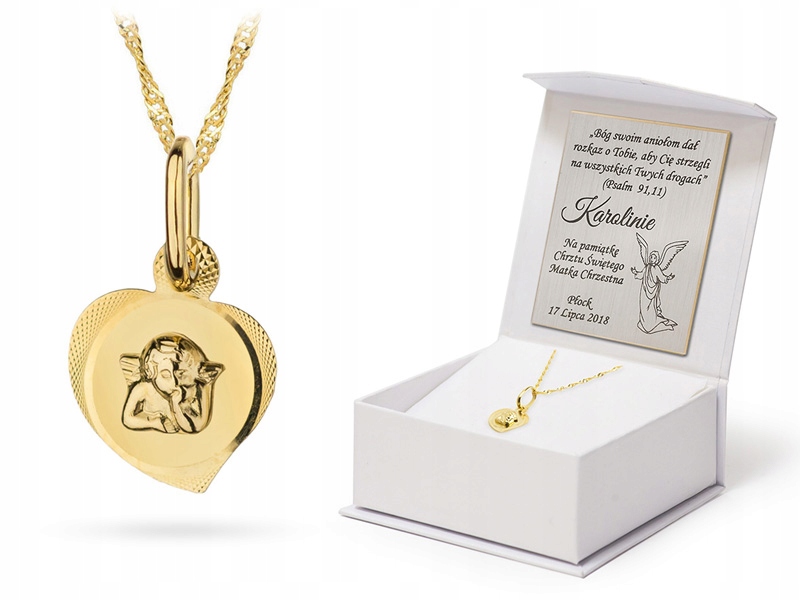 Zlatý Řetízek pr.585 s Medailonkem Srdce Anděl