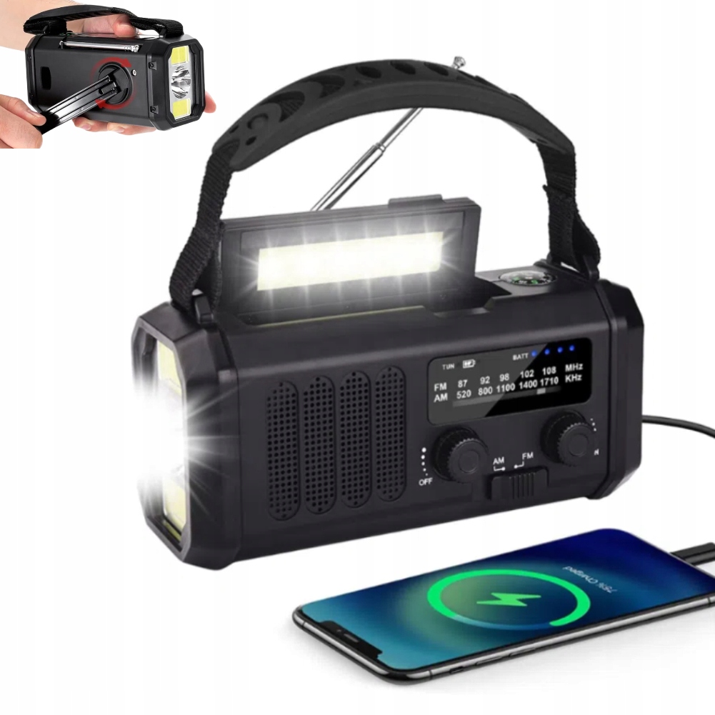 Přenosné Solární Rádio Klika Alarm Dynamo Nouzová Svítilna