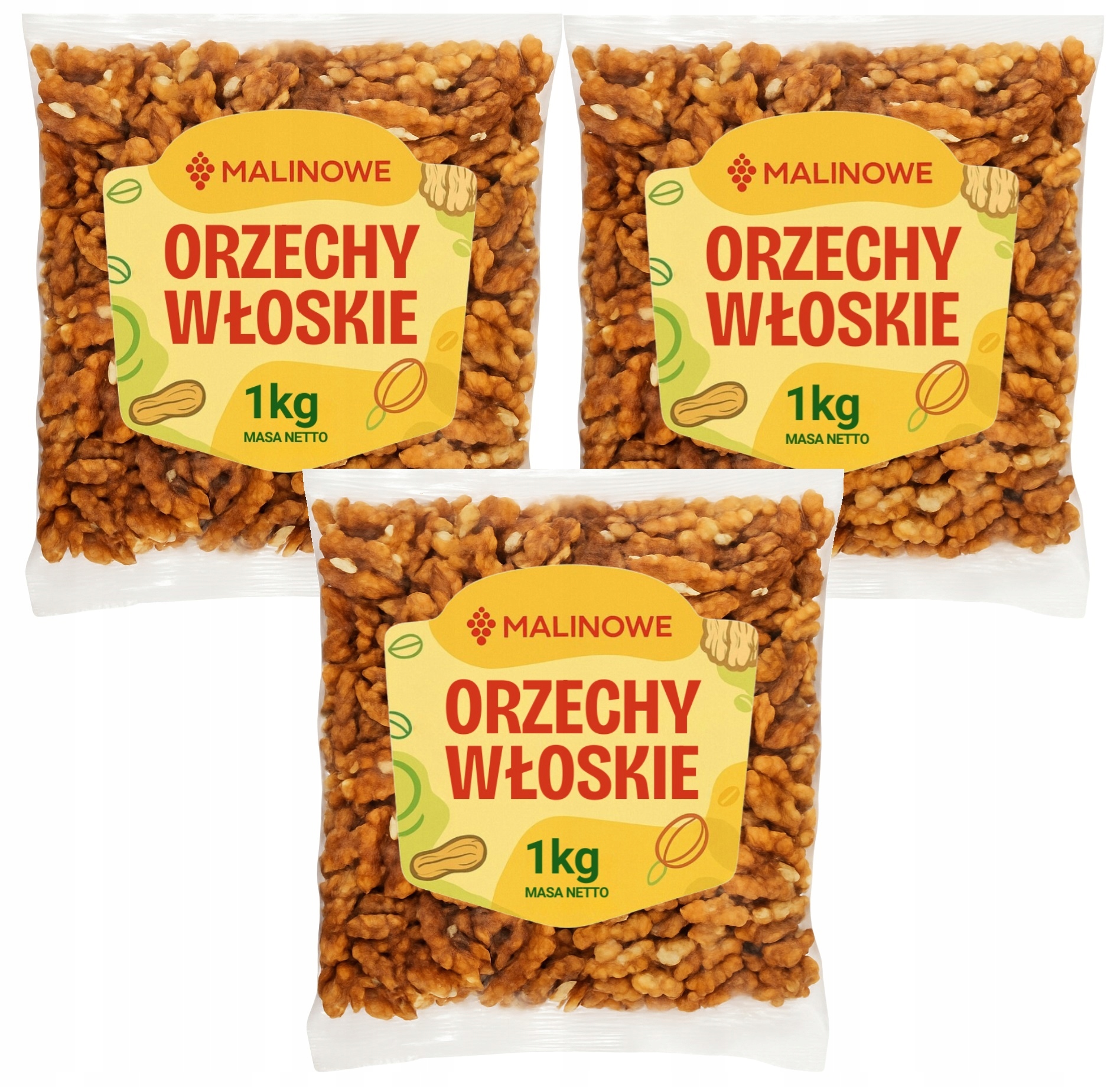 Levně Sada Vlašské Ořechy Loupané 3x1 kg Přírodní Vynikající Kvalita Premium
