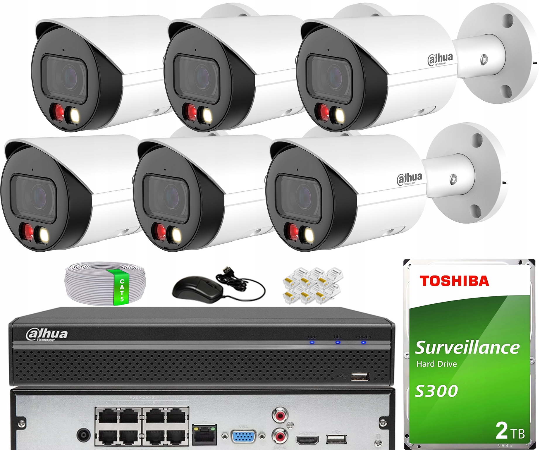 Sada monitorování Ip PoE 6 kamer IPC-HFW2549S-S-IL-0280B WizSense Dahua