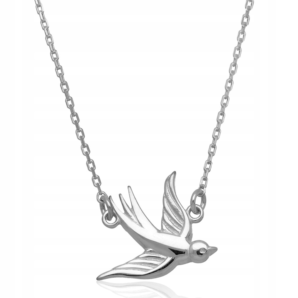 Naszyjnik srebrny rodowany jaskółka srebro 925